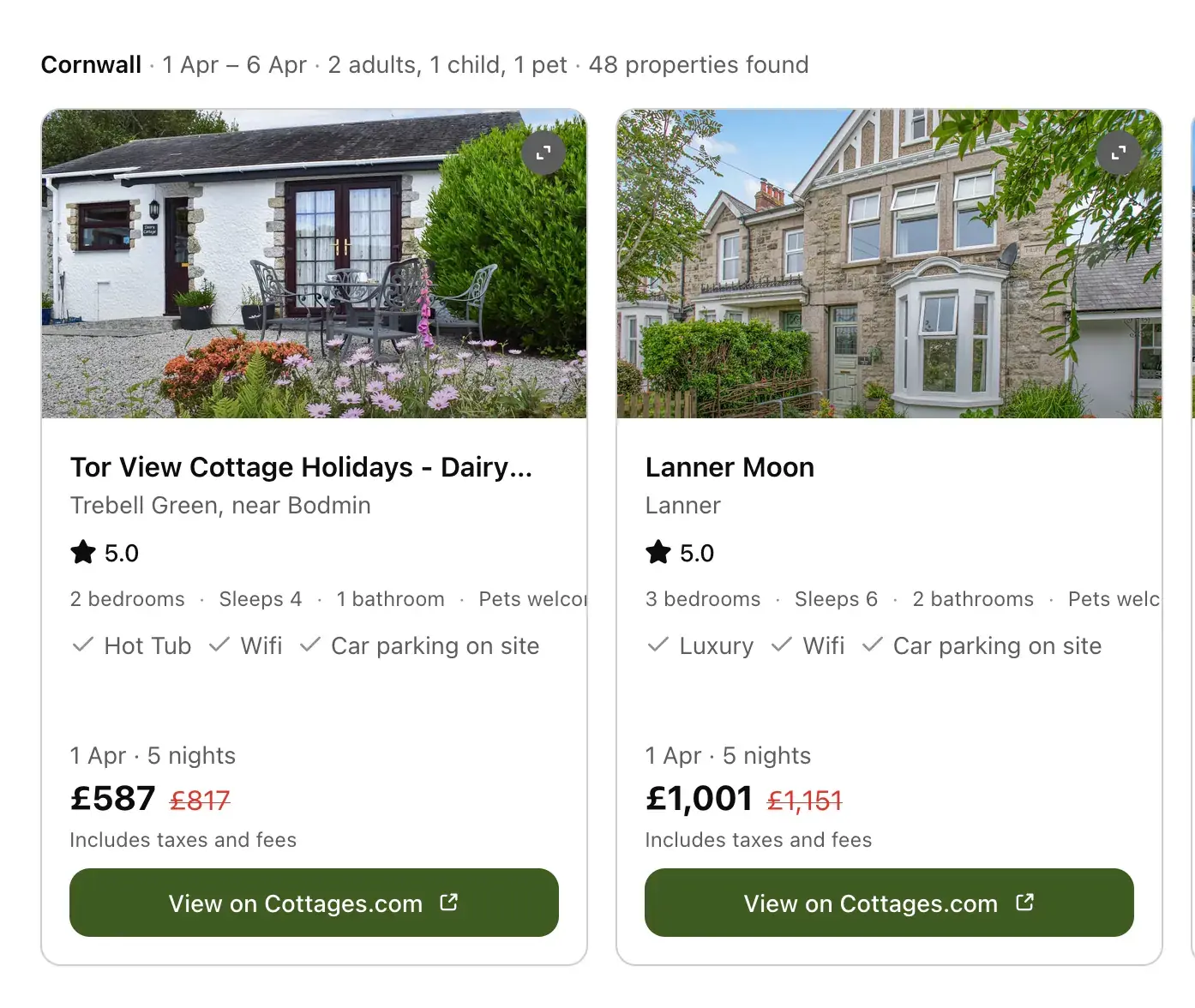 Cottages.com widget