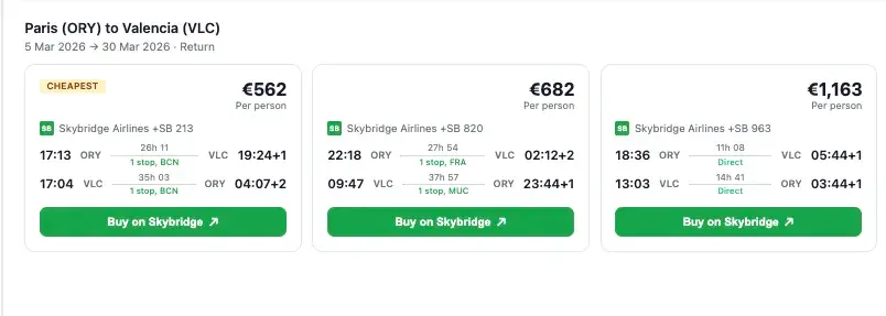 Flight Booking widget