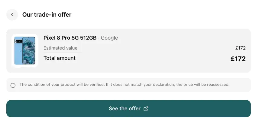 Recommerce Trade-In widget